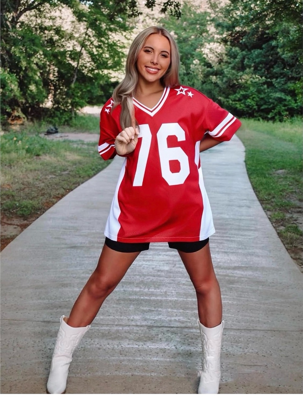 Red Varsity Football Jersey Shirt with White Number 76 NWT - Picture 2 of 5